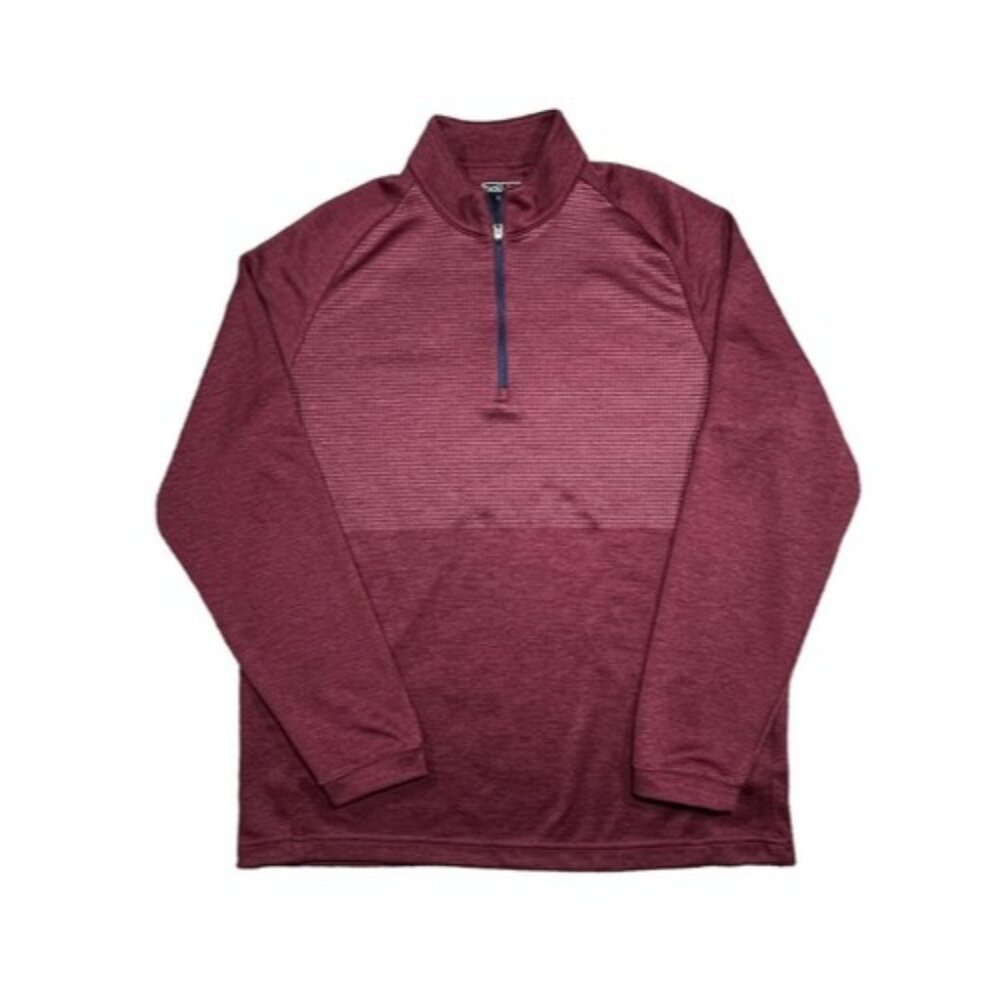 Bolle Performance Mens Quarter Zip Maroon Pullover Activewear Long Sleeve Large